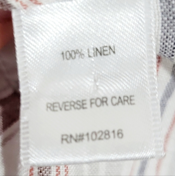 Garnet Hill Easy care 100% Linen Tunic Stripped Buttonup Blouse Oversized Size S - Picture 10 of 11